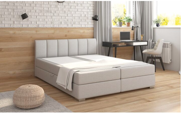 Boxpringová posteľ 160×200, svetlosivá, RIANA KOMFORT