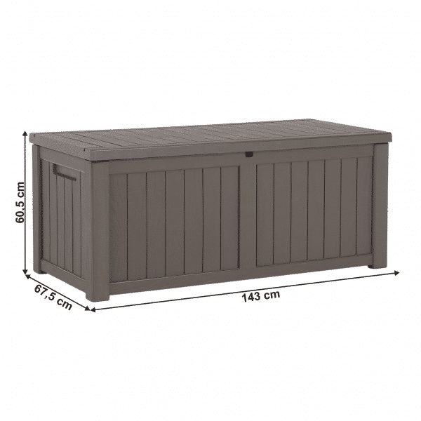 Extra veľký záhradný úložný box, 143cm, sivá, BABUL