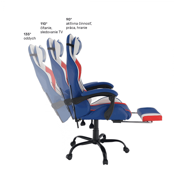 Kancelárske/herné kreslo, modrá/červená/biela, CAPTAIN