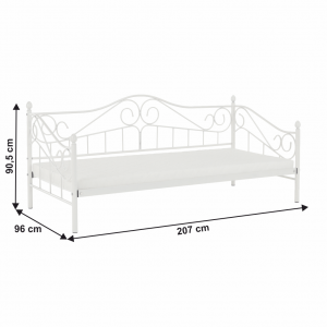 Kovová posteľ, biela, 90×200, DAINA