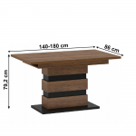 Rozkladací jedálenský stôl, dub bolzano/čierna, delis s