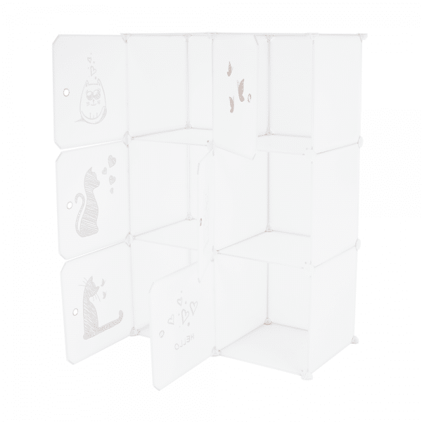 Detská modulárna skrinka, biela/detský vzor, dinos