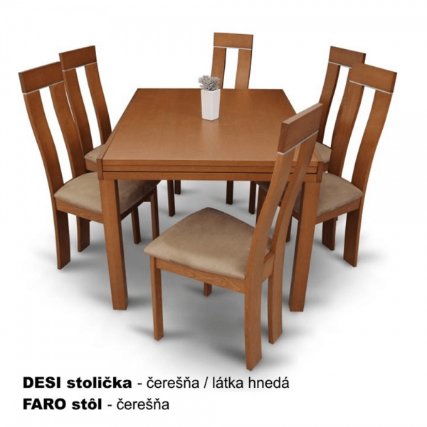 Drevená stolička, čerešňa/látka hnedá, DESI