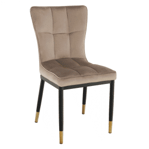 Dizajnová jedálenská stolička, béžová velvet látka, epona