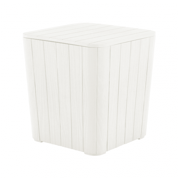 Záhradný úložný box/príručný stolík, biela, iblis