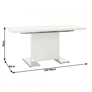 Rozkladací jedálenský stôl, biela vysoký lesk HG, IRAKOL