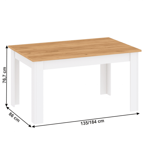 Jedálenský stôl, biela alba/dub craft zlatý, LANZETTE S