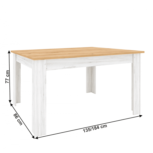 Jedálenský stôl, rozkladací, dub craft zlatý/dub craft biely, sudbury