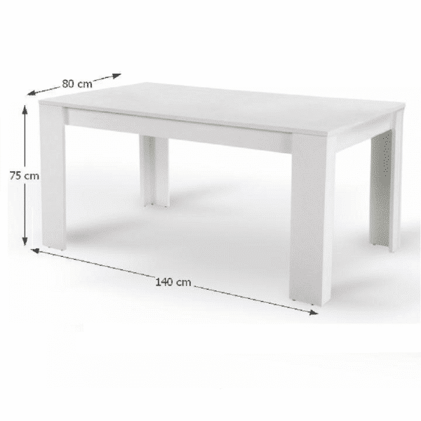Jedálenský stôl, biela, 140, TOMY NEW