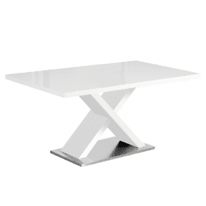 Jedálenský stôl, biela s vysokým leskom HG, FARNEL