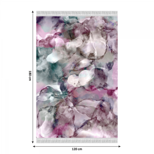 Koberec, ružová/zelená/krémová/vzor, 120×180, delila