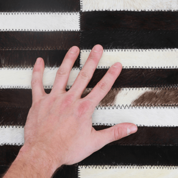 Luxusný kožený koberec,  hnedá/čierna/biela, patchwork, 69×140, KOŽA TYP 6