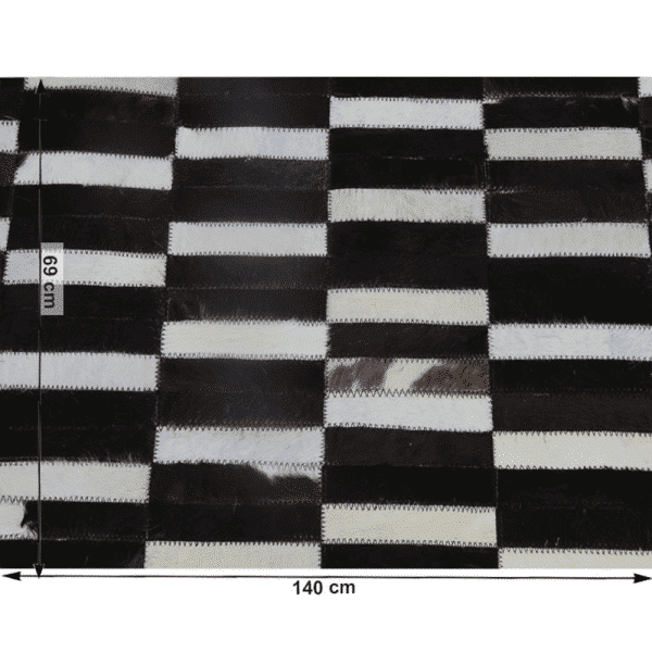 Luxusný kožený koberec,  hnedá/čierna/biela, patchwork, 69×140, KOŽA TYP 6