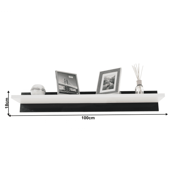 Obývacia stena, biela/čierna extra vysoký lesk HG, LEO
