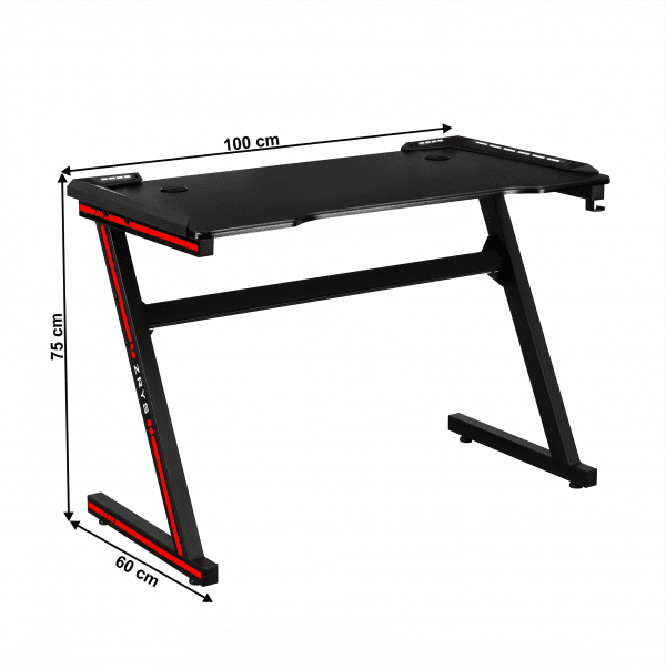 Herný stôl/počítačový stôl, s rgb led osvetlením, čierna/červená, mackenzie 100cm