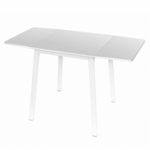 Jedálenský stôl, mdf fóliovaná/kov, biela, 60-120×60 cm, mauro
