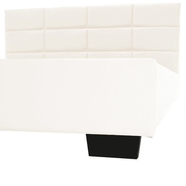 Manželská posteľ s roštom, 160×200, biela ekokoža, MIKEL