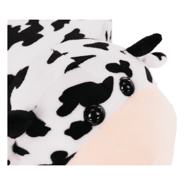 Taburet v tvare kravičky, látka Velvet biela/čierna/prírodná, MOLLY