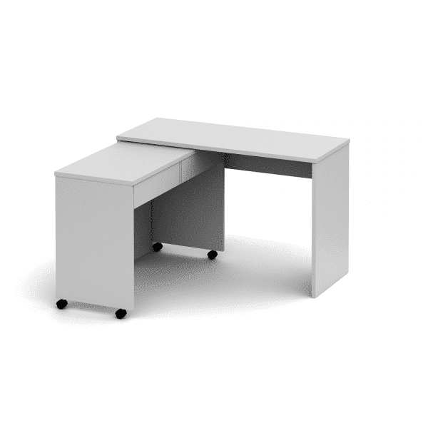 Rozkladací PC stôl so šuplíkmi, biela, VERSAL NEW