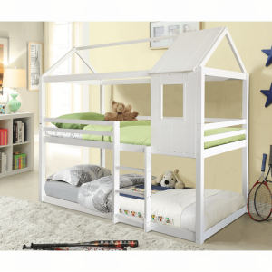 Montessori poschodová posteľ, biela, 90×200, ATRISA