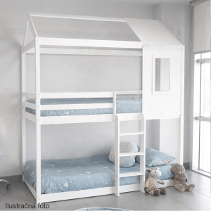 Montessori poschodová posteľ, biela, 90×200, ATRISA