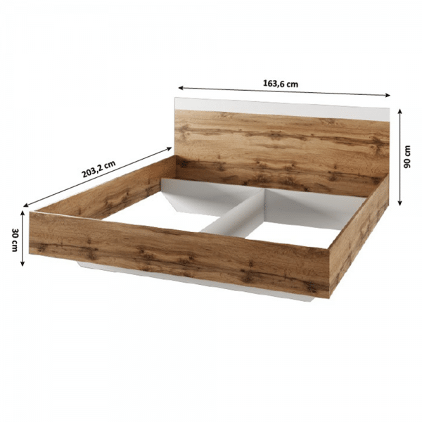 Manželská posteľ, 160×200, dub wotan/biela, gabriela