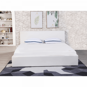 Manželská posteľ s úložným priestorom, biela, 160×200, KERALA