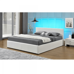 Manželská posteľ s rgb led osvetlením, biela, 160×200, jada new