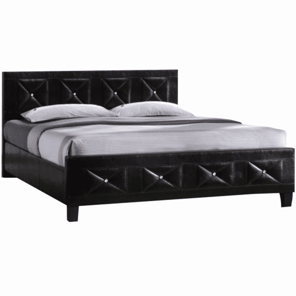 Manželská posteľ s roštom, ekokoža čierna, 180×200, CARISA
