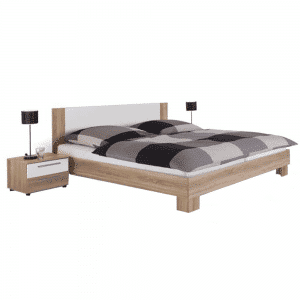 Manželská posteľ, s 2 nočnými stolíkmi, dub sonoma/biela, 180×200, martina