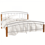 Manželská posteľ, drevo jelša/strieborný kov, 180×200, MIRELA