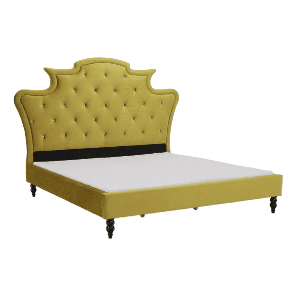 Luxusná posteľ, zlatá Velvet látka, 180×200, REINA