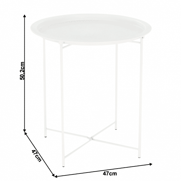 Príručný stolík s odnímateľnou táckou, biela, render