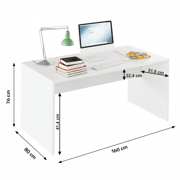 Písací stôl, biela, rioma typ 16