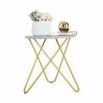 Príručný stolík, sivá/zlatý náter, rondel