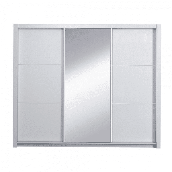Skriňa s posúvacími dverami, biela/ vysoký biely lesk, 258x213,  asiena