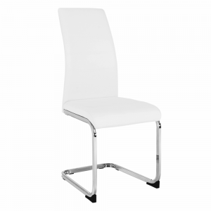 Jedálenská stolička, biela/chróm, vatena