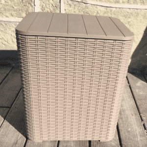 Záhradný úložný box/príručný stolík, sivohnedá, UGUR