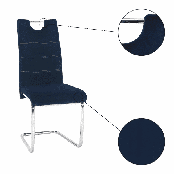 Jedálenská stolička, modrá velvet látka/svetlé šitie, abira new
