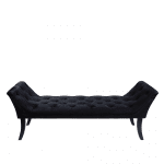 Dizajnová lavica, čierna velvet látka/kaučukové drevo, 160 cm, hemy
