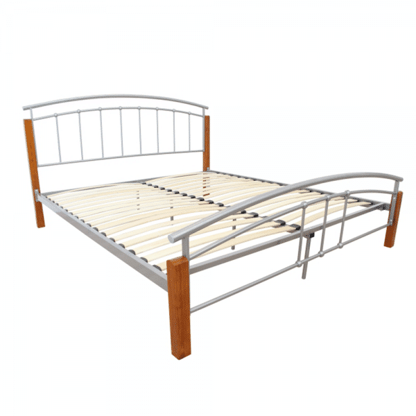 Manželská posteľ, drevo jelša/strieborný kov, 160×200, MIRELA