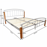 Manželská posteľ, drevo jelša/strieborný kov, 160×200, mirela