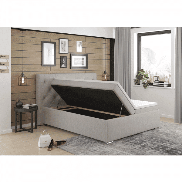 Boxspringová posteľ 180×200, sivohnedná taupe, morina