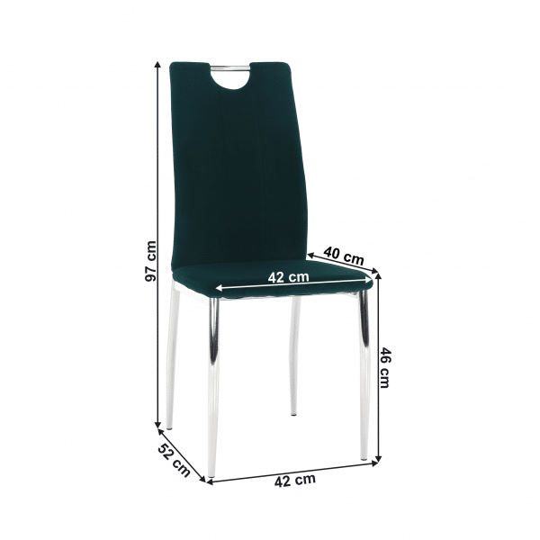 Jedálenská stolička, smaragdová velvet látka/chróm, oliva new