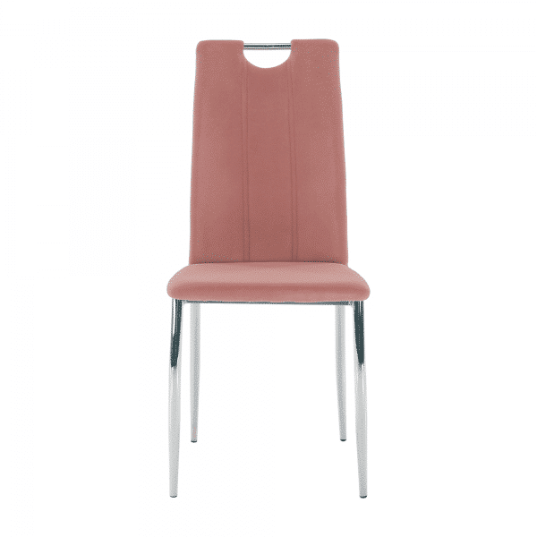 Jedálenská stolička, ružová velvet látka/chróm, oliva new