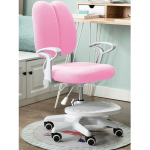 Rastúca stolička s podnožou a trakmi, ružová/biela, anais