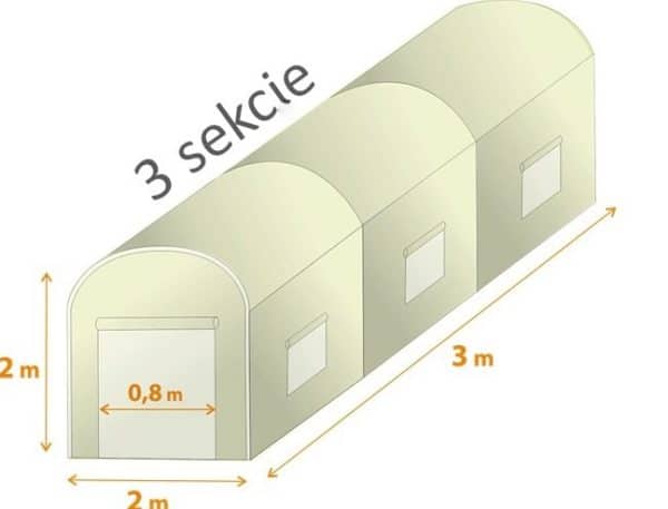 Záhradný fóliovník 2x3x2m, zelený