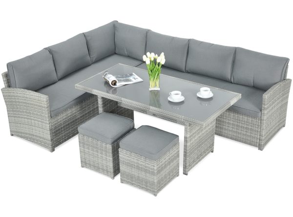 Záhradný set SALO+TABURETY Stone Grey
