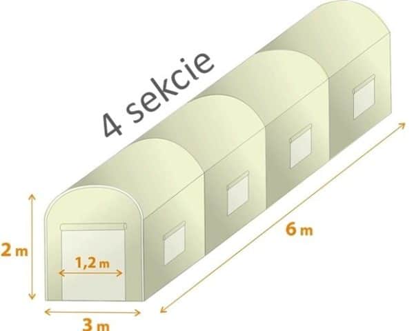 Záhradný fóliovník 3x6x2m, zelený