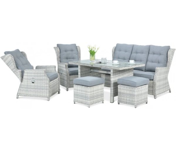 Záhradný set baltimore dining+taburetky white grey